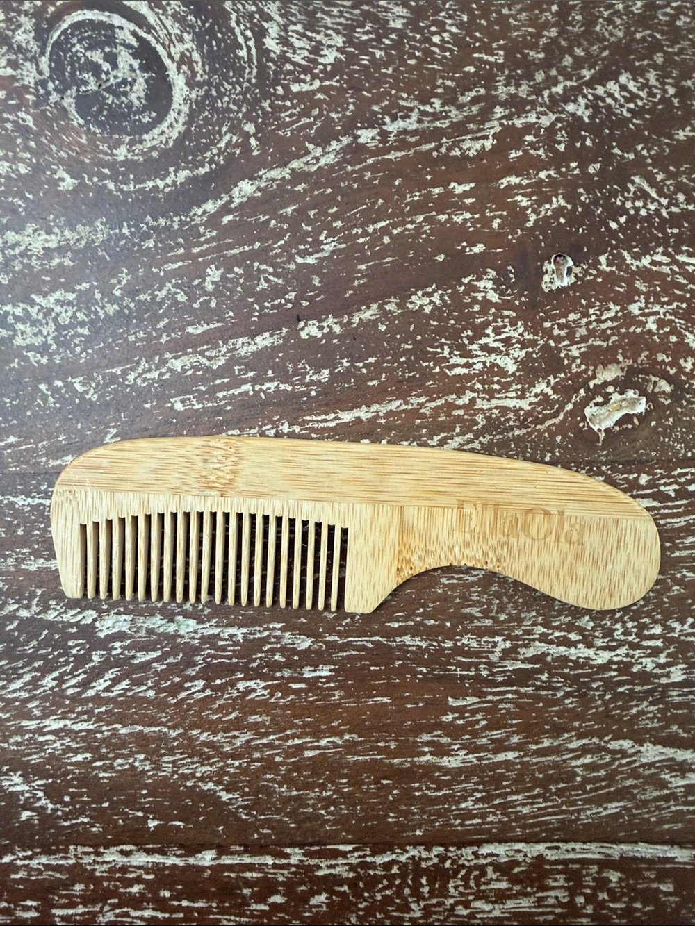 Bamboo Hair Comb with Ergonomic Handle - Light Brown